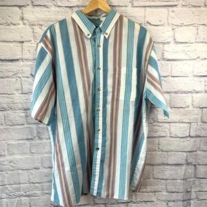 McGregor Classic Men's XL Short Sleeve Button Up Shirt Striped Lightweight